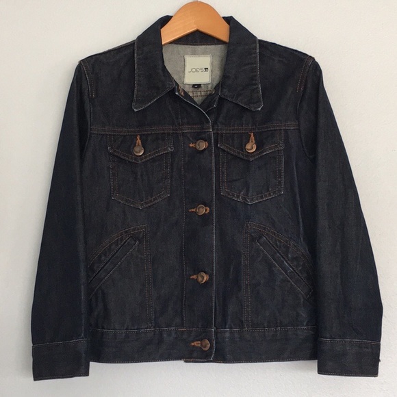 JOE’S JEANS Vintage Cropped Logan Dark Wash Jean Jacket - Picture 1 of 7